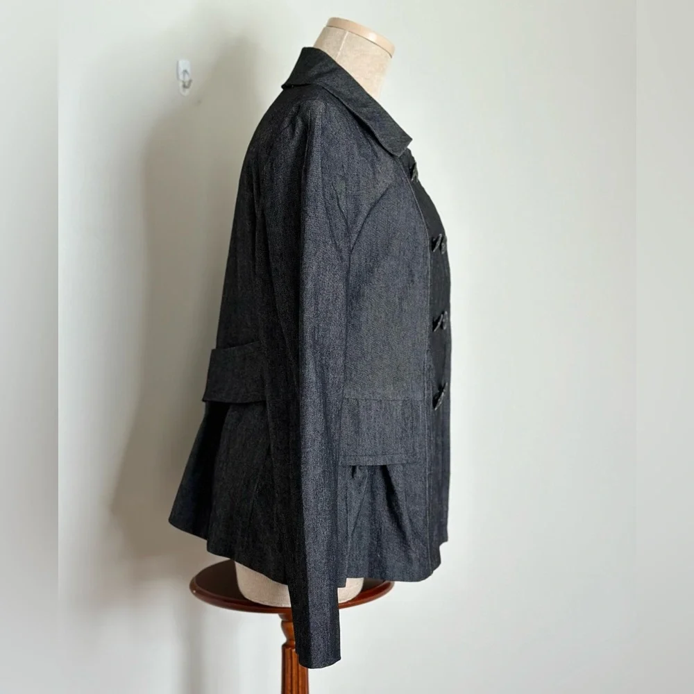 Sandro Women's Double Breasted Peplum Denim Jacket Size Large - Picture 3 of 5